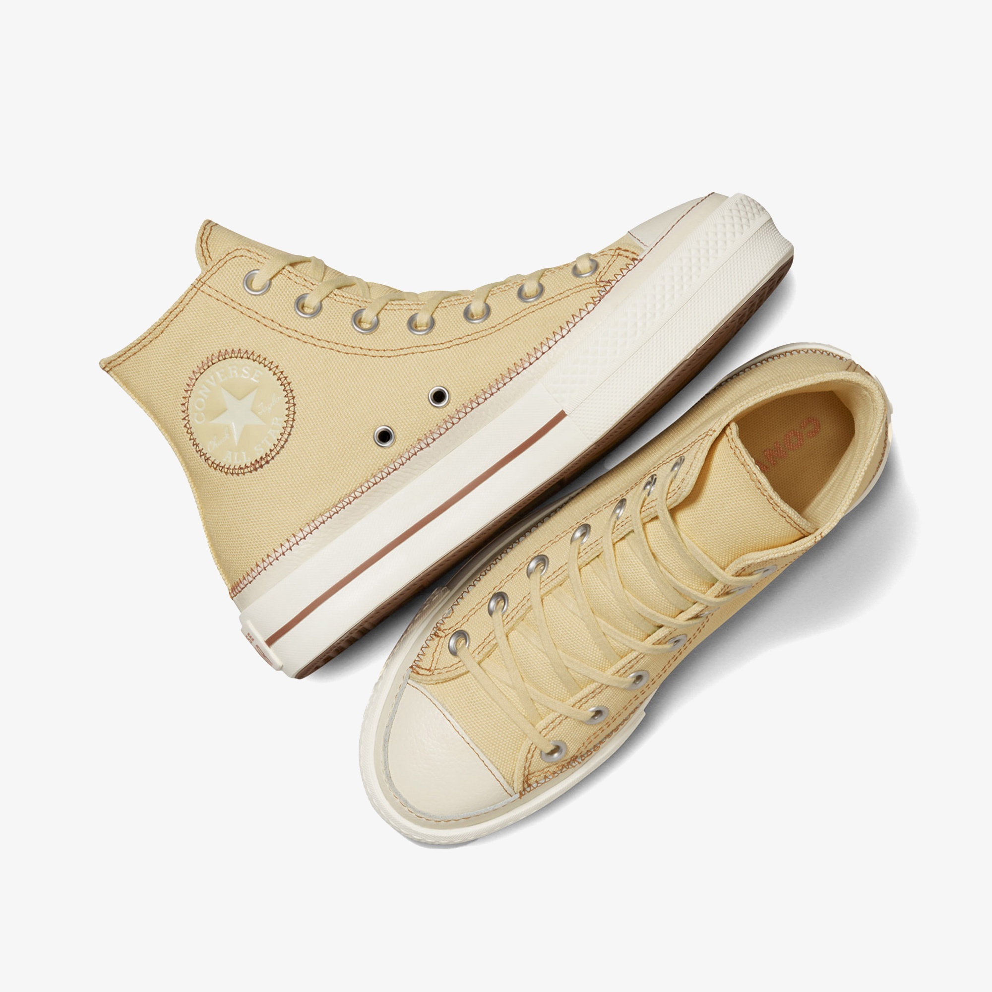 Converse Chuck Taylor All Star Lift Platform Contrast Stitching Kadın Bej Sneaker