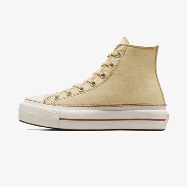  Converse Chuck Taylor All Star Lift Platform Contrast Stitching Kadın Bej Sneaker