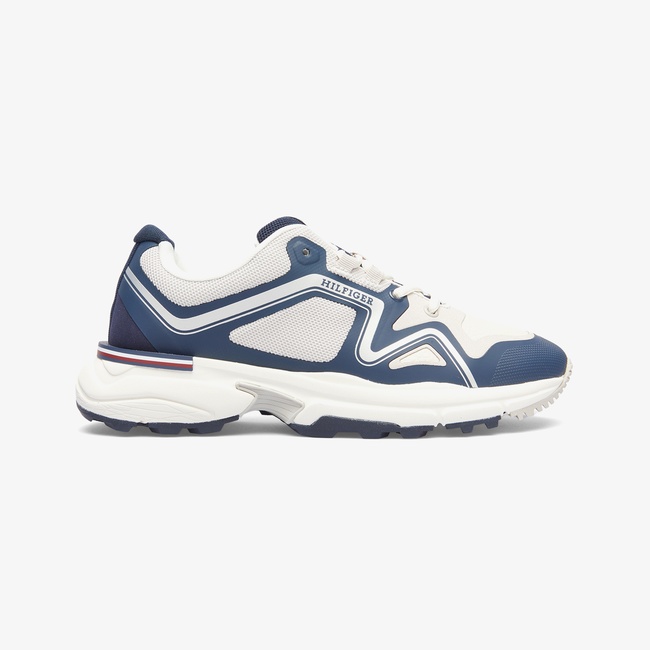  Tommy Hilfiger Runner Tech Knit Mix Erkek Mavi Sneaker
