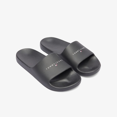  Tommy Hilfiger Printed Pu Pool Kadın Siyah Terlik