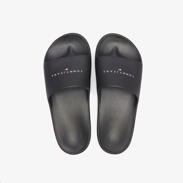  Tommy Hilfiger Printed Pu Pool Kadın Siyah Terlik