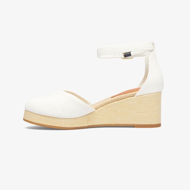  Tommy Hilfiger Flag Closed Toe Mid Wedge Kadın Beyaz Sandalet