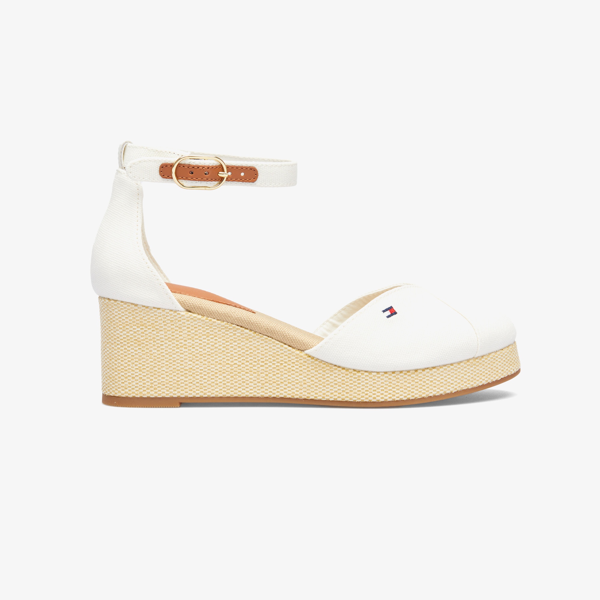 Tommy Hilfiger Flag Closed Toe Mid Wedge Kadın Beyaz Sandalet