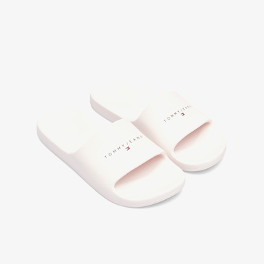  Tommy Hilfiger Printed Pu Pool Kadın Beyaz Terlik