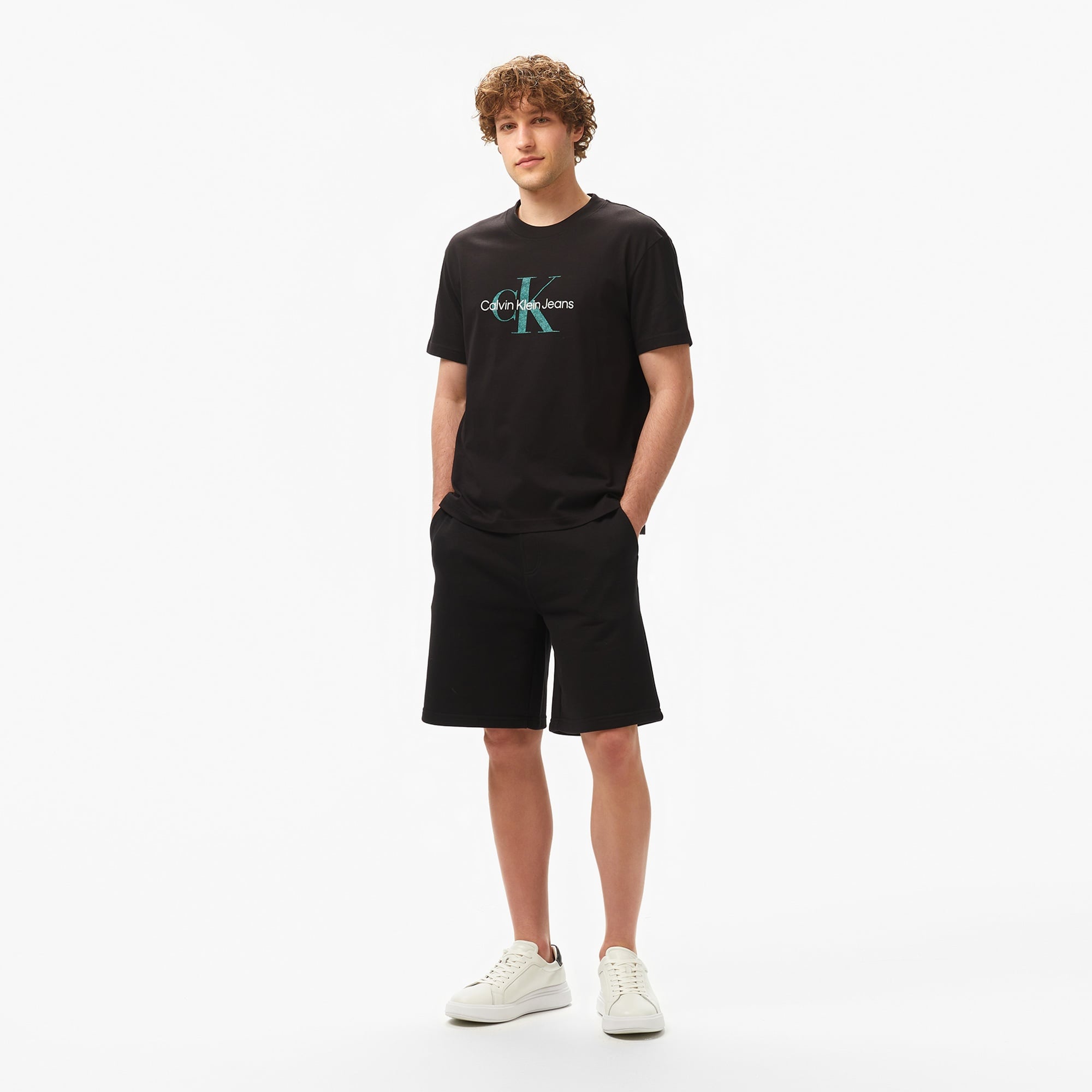 Calvin Klein Textured Monologo Erkek Siyah T-Shirt