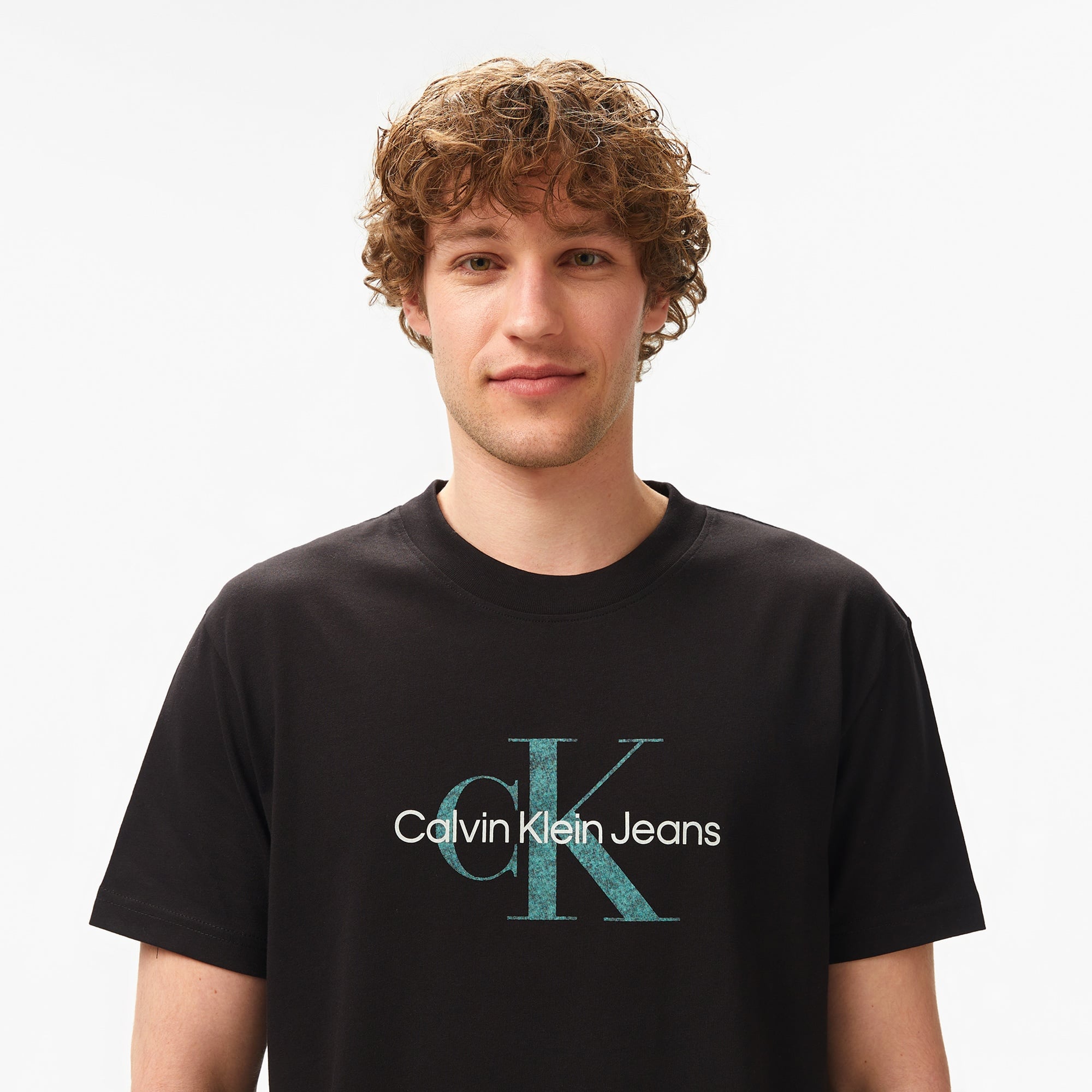 Calvin Klein Textured Monologo Erkek Siyah T-Shirt