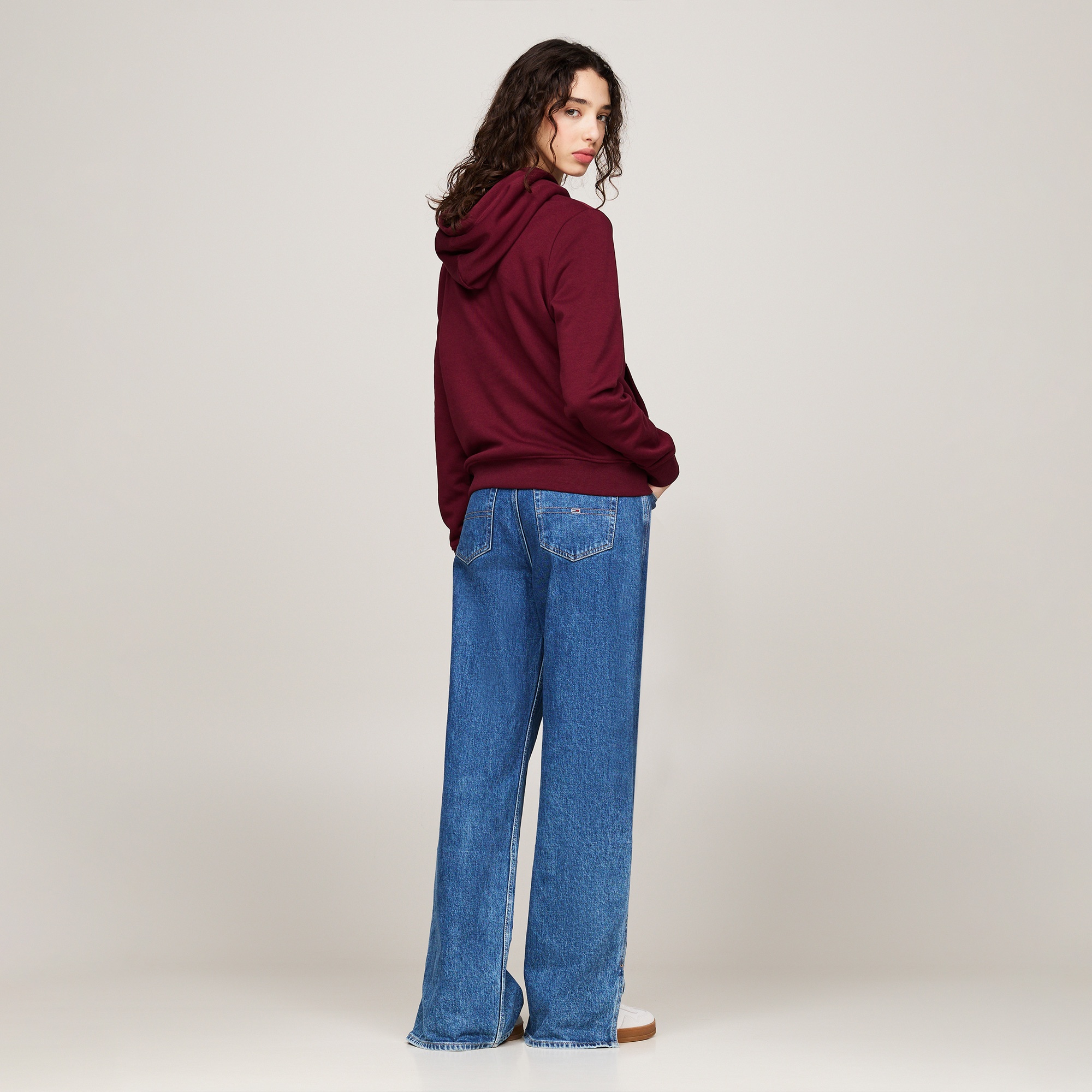 Tommy Jeans Kadın Bordo Hoodie