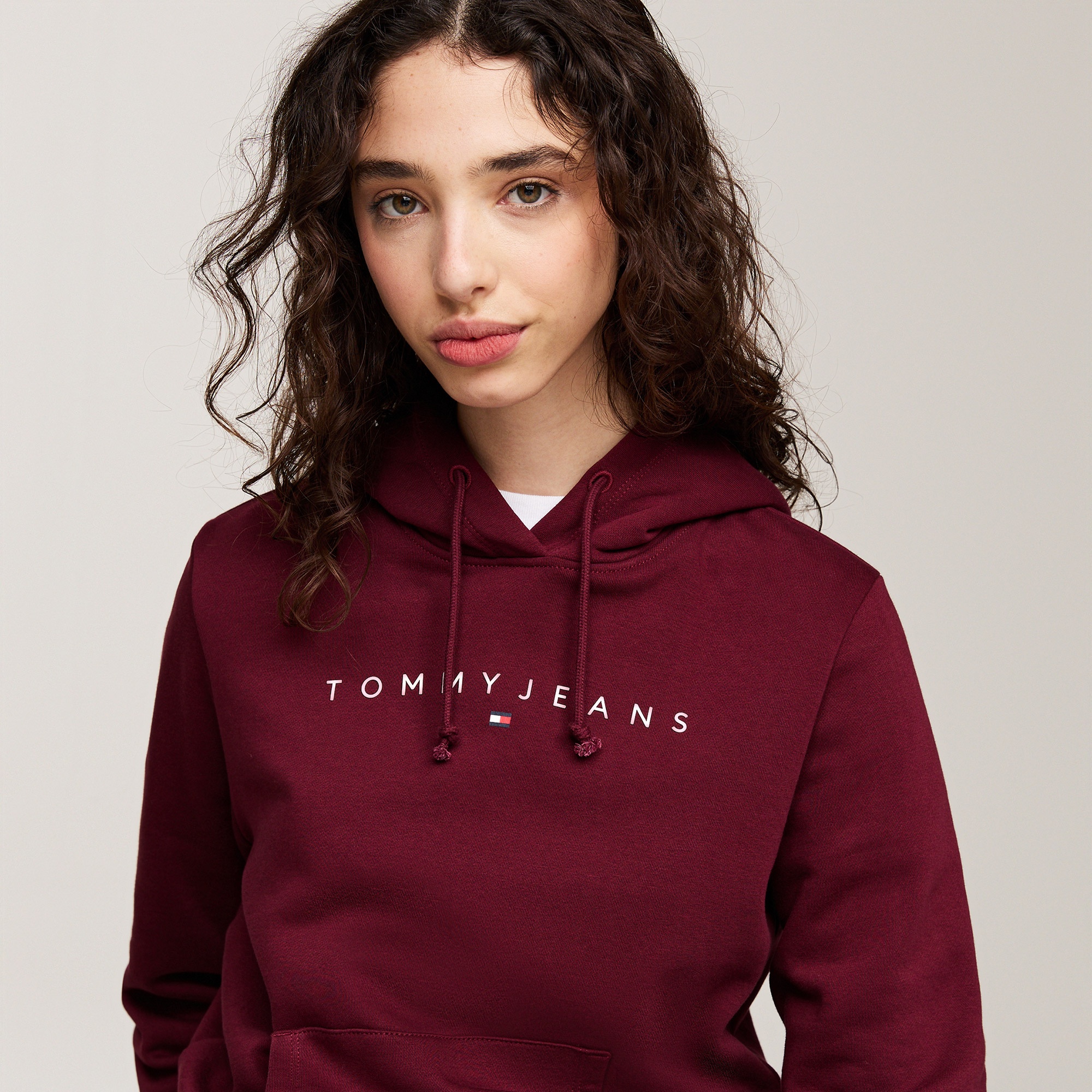 Tommy Jeans Kadın Bordo Hoodie