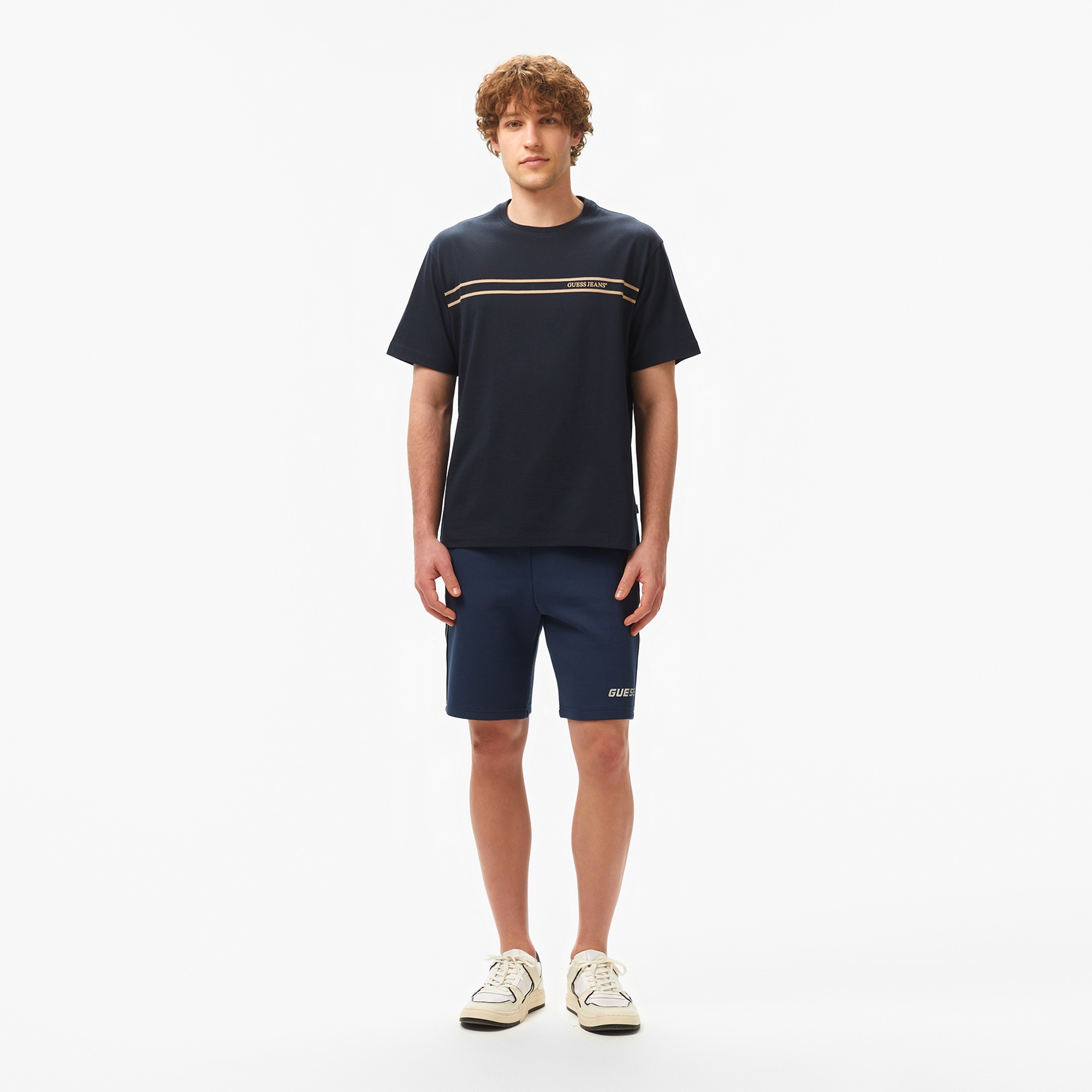 Guess Cn Reg Chest S Mid Organic Heavy 205 Erkek Lacivert T-Shirt