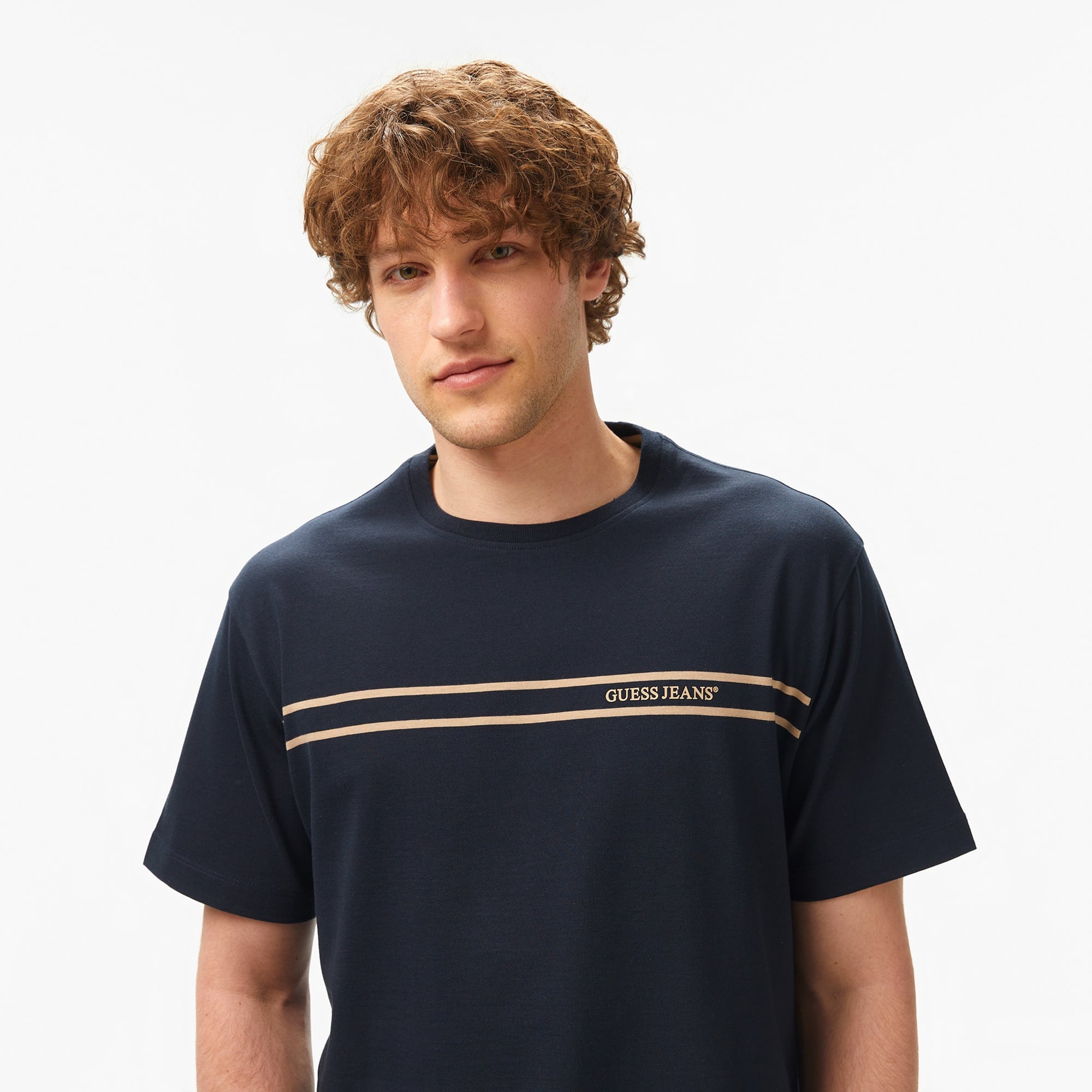 Guess Cn Reg Chest S Mid Organic Heavy 205 Erkek Lacivert T-Shirt