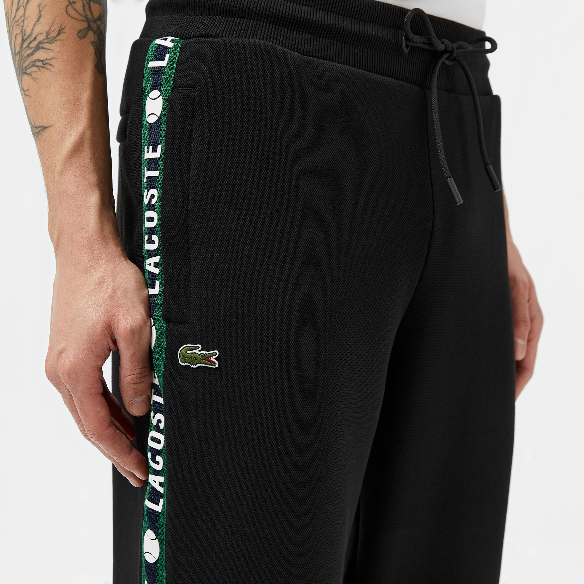 Lacoste Erkek Regular Fit Baskılı Siyah Eşofman Altı