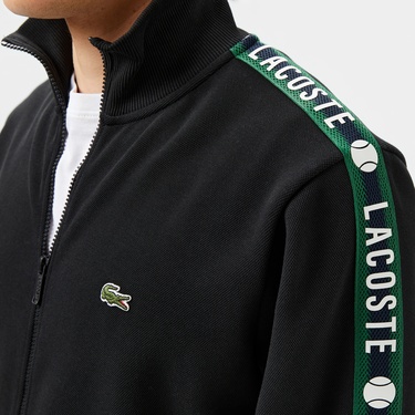  Lacoste Erkek Fermuarlı Baskılı Siyah Sweatshirt