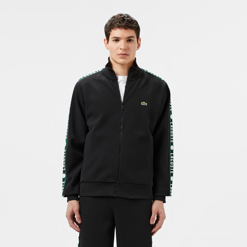  Lacoste Erkek Fermuarlı Baskılı Siyah Sweatshirt