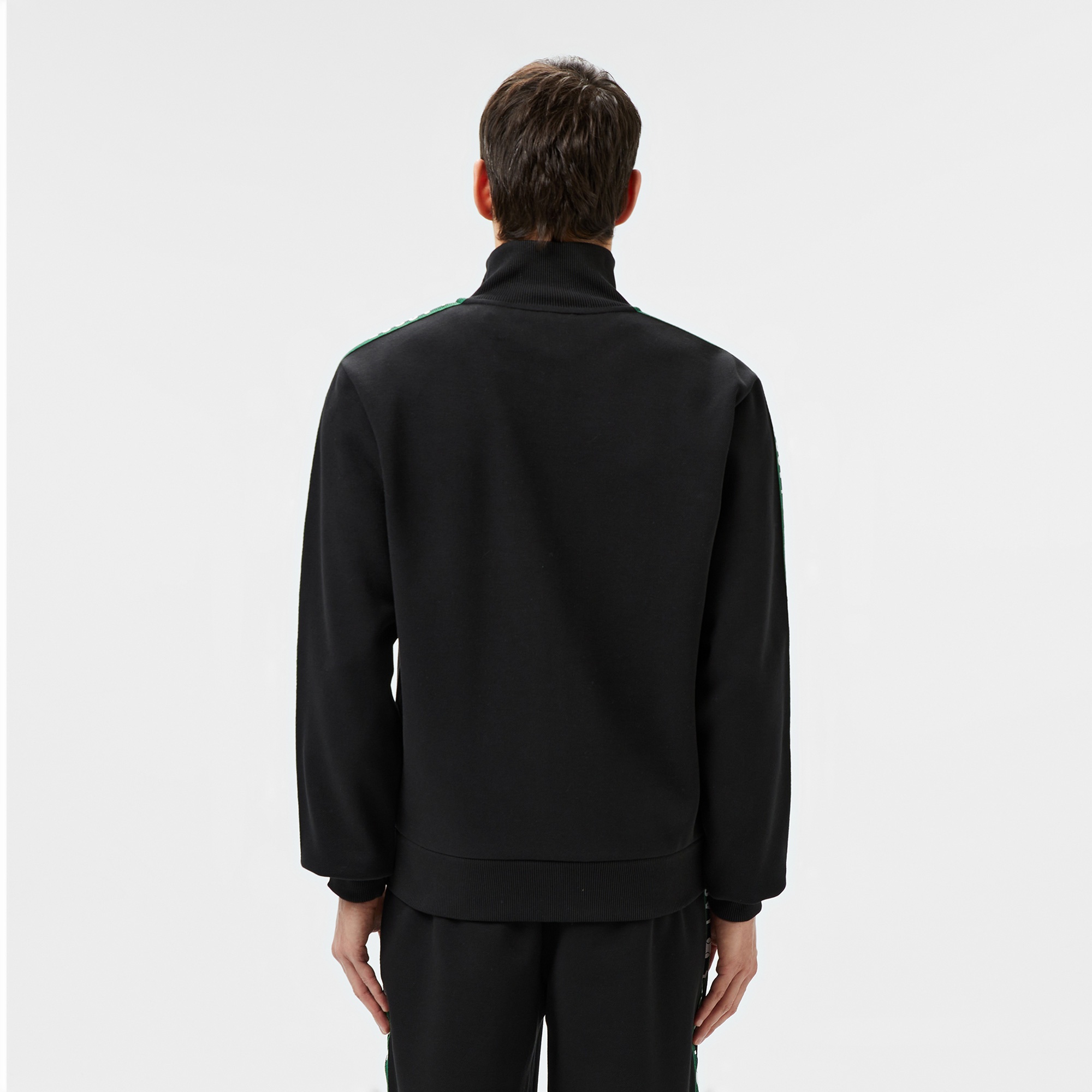 Erkek Fermuarlı Baskılı Siyah Sweatshirt