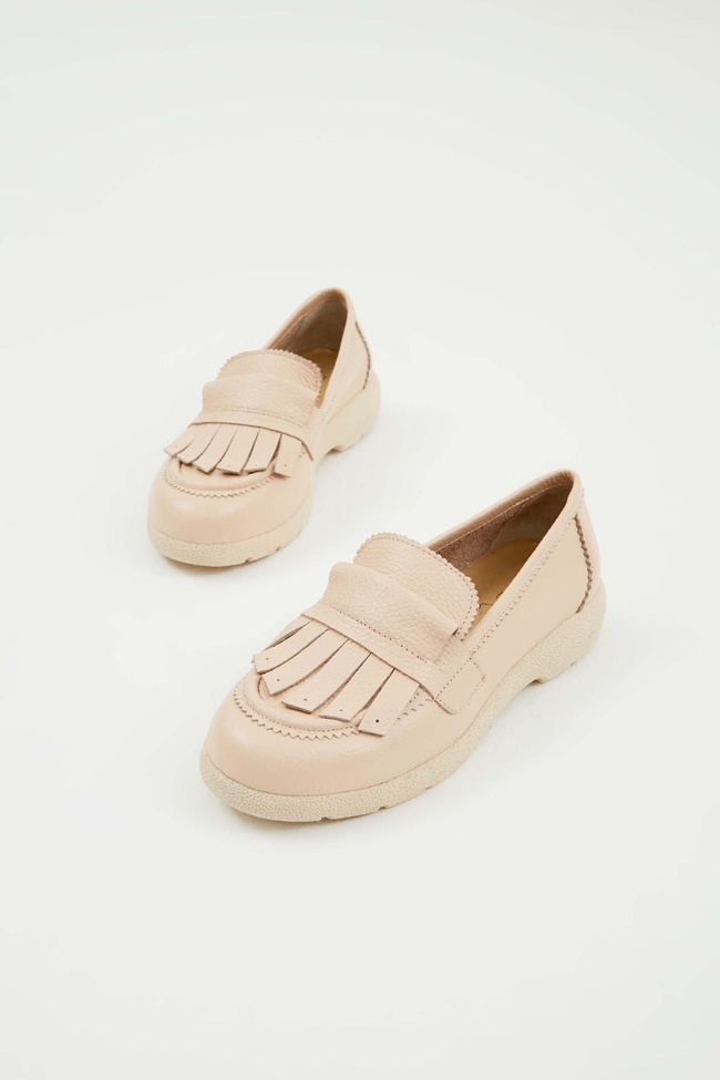  Tamer Tanca Kadın Hakiki Deri Nude Loafer Ayakkabı