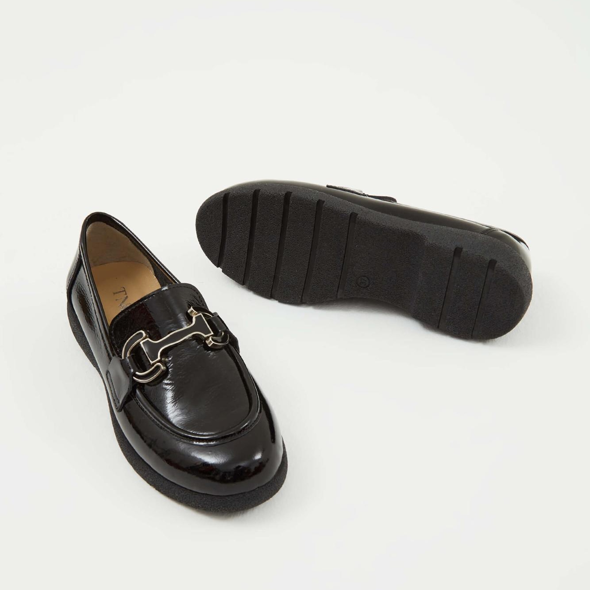 Tamer Tanca Kadın Hakiki Deri Siyah Rugan Loafer Ayakkabı