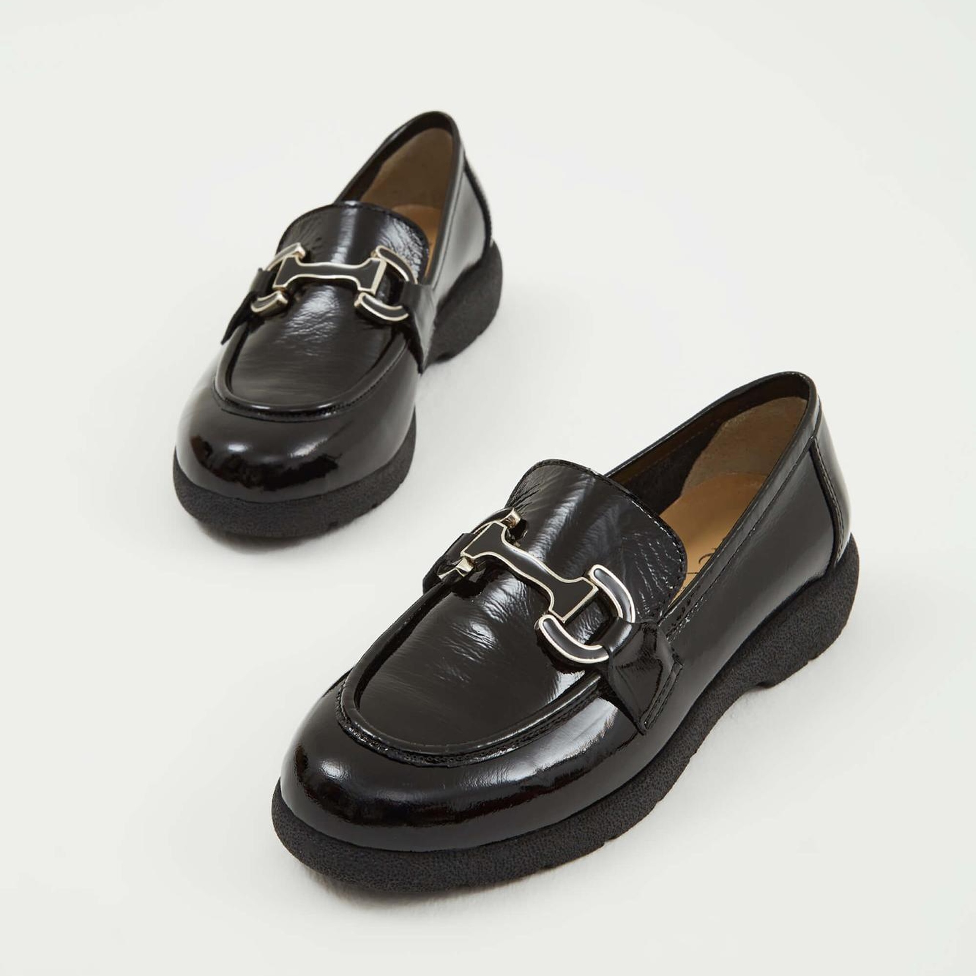 Tamer Tanca Kadın Hakiki Deri Siyah Rugan Loafer Ayakkabı