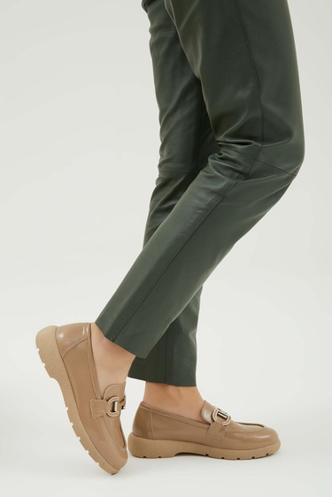  Tamer Tanca Kadın Hakiki Deri Vizon Rugan Loafer Ayakkabı