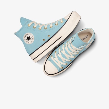 Converse Chuck Taylor All Star Lift Kadın Açık Mavi Süet Platform Sneaker
