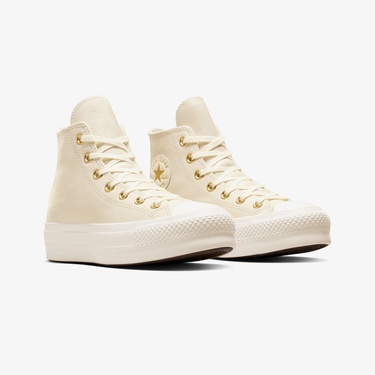  Converse Chuck Taylor All Star Lift Kadın Krem Deri Platform Sneaker