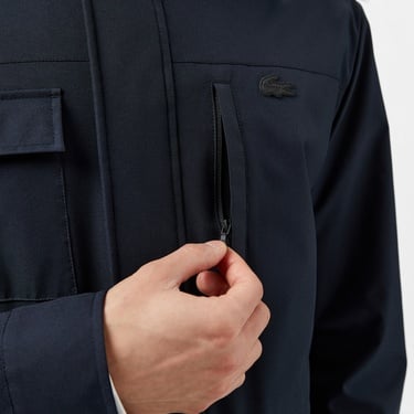  Lacoste Erkek Regular Fit Kapüşonlu Baskılı Lacivert Yağmurluk