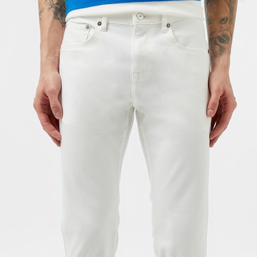  Lacoste Erkek Slim Fit Beyaz Jean Pantolon
