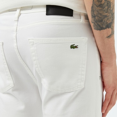  Lacoste Erkek Slim Fit Beyaz Jean Pantolon