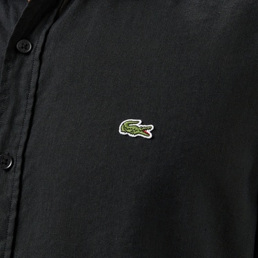  Lacoste Erkek Slim Fit Keten Siyah Gömlek