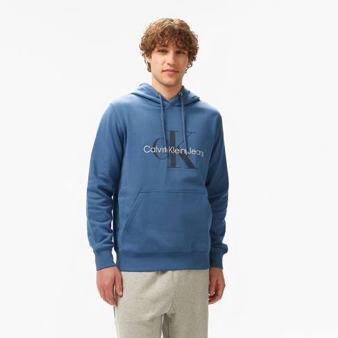  Calvin Klein Jeans Seasonal Monologo Regular Erkek Mavi Hoodie