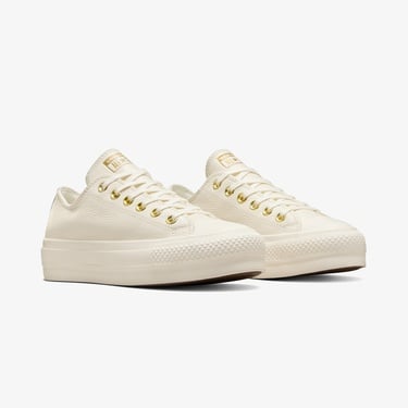  Converse Chuck Taylor All Star Lift Unisex Krem Deri Platform Sneaker