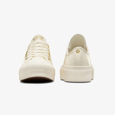  Converse Chuck Taylor All Star Lift Unisex Krem Deri Platform Sneaker