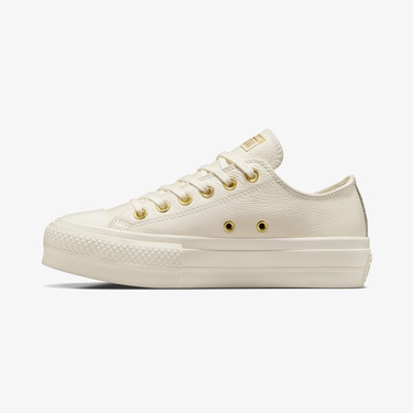  Converse Chuck Taylor All Star Lift Unisex Krem Deri Platform Sneaker