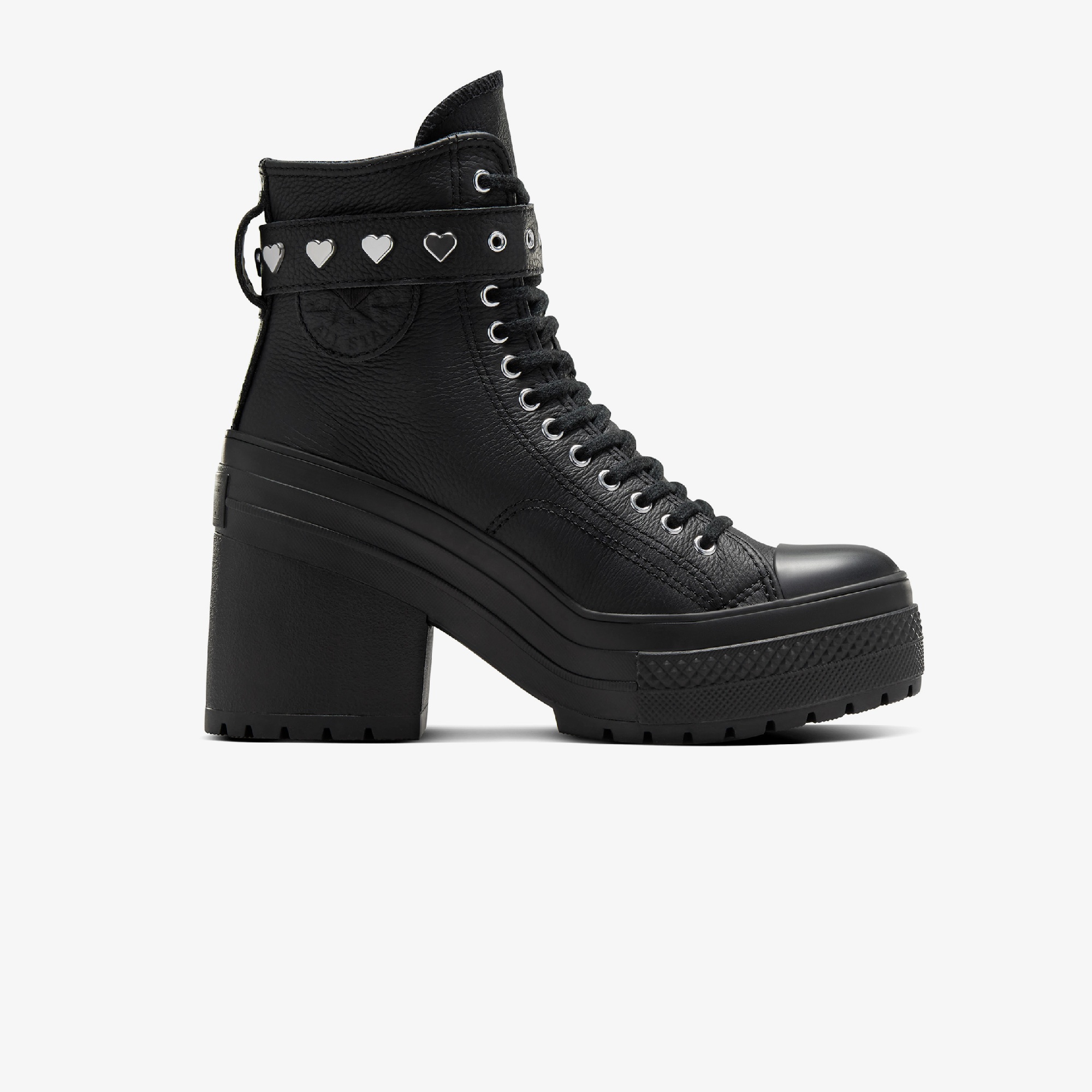 Converse Chuck 70 De Luxe Heel Unisex Siyah Deri Platform Dark Romance Sneaker