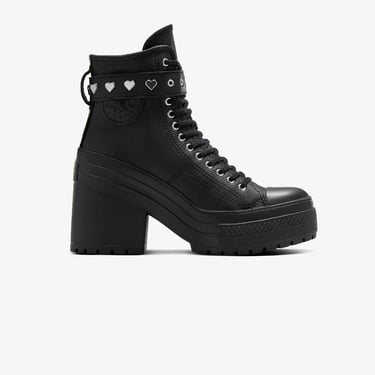  Converse Chuck 70 De Luxe Heel Unisex Siyah Deri Platform Dark Romance Sneaker