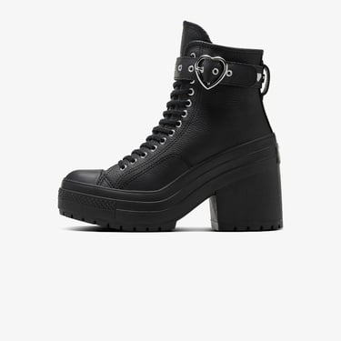  Converse Chuck 70 De Luxe Heel Unisex Siyah Deri Platform Dark Romance Sneaker