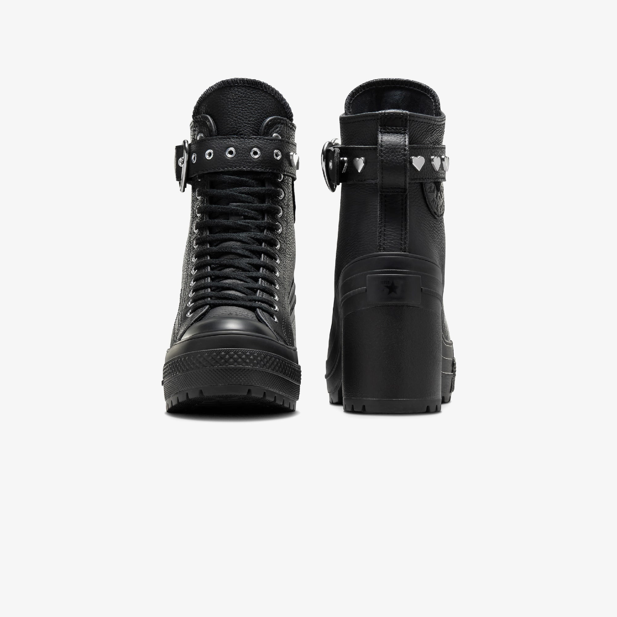 Converse Chuck 70 De Luxe Heel Unisex Siyah Deri Platform Dark Romance Sneaker