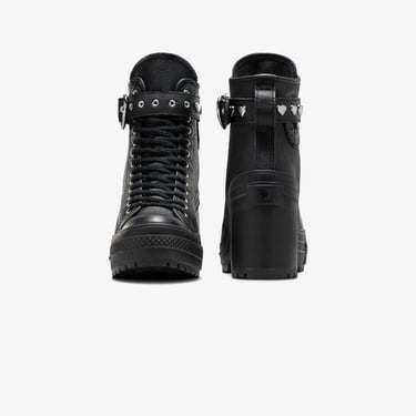  Converse Chuck 70 De Luxe Heel Unisex Siyah Deri Platform Dark Romance Sneaker