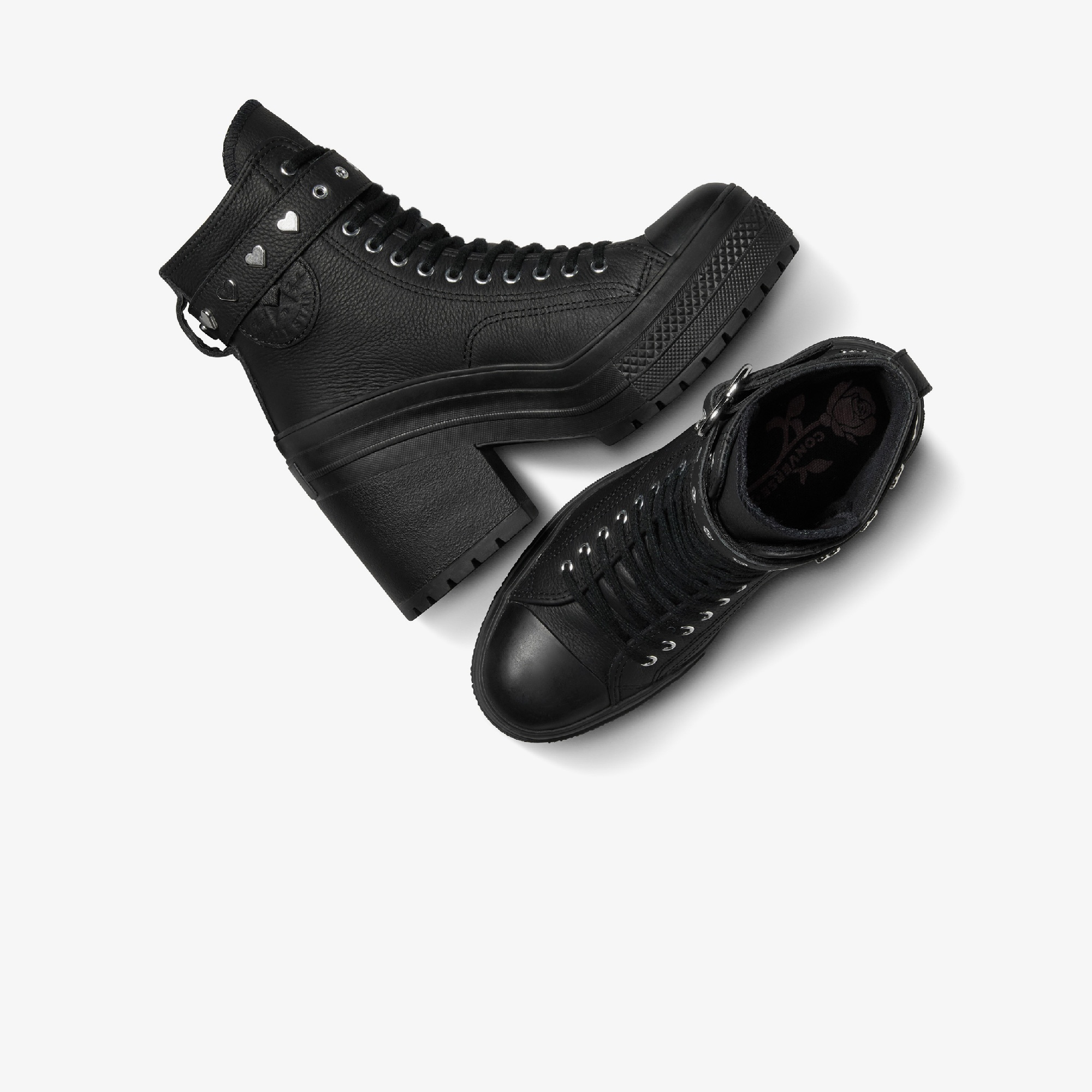 Converse Chuck 70 De Luxe Heel Unisex Siyah Deri Platform Dark Romance Sneaker