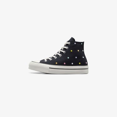  Converse Chuck Taylor All Star EVA Lift Polka Dots Çocuk Siyah Platform Sneaker