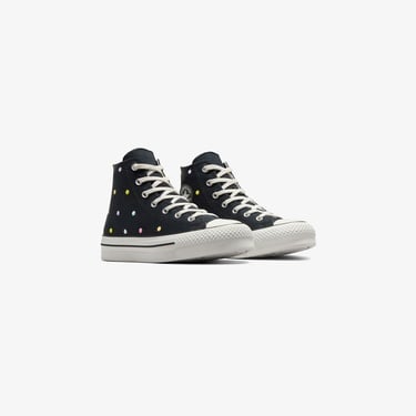  Converse Chuck Taylor All Star EVA Lift Polka Dots Çocuk Siyah Platform Sneaker