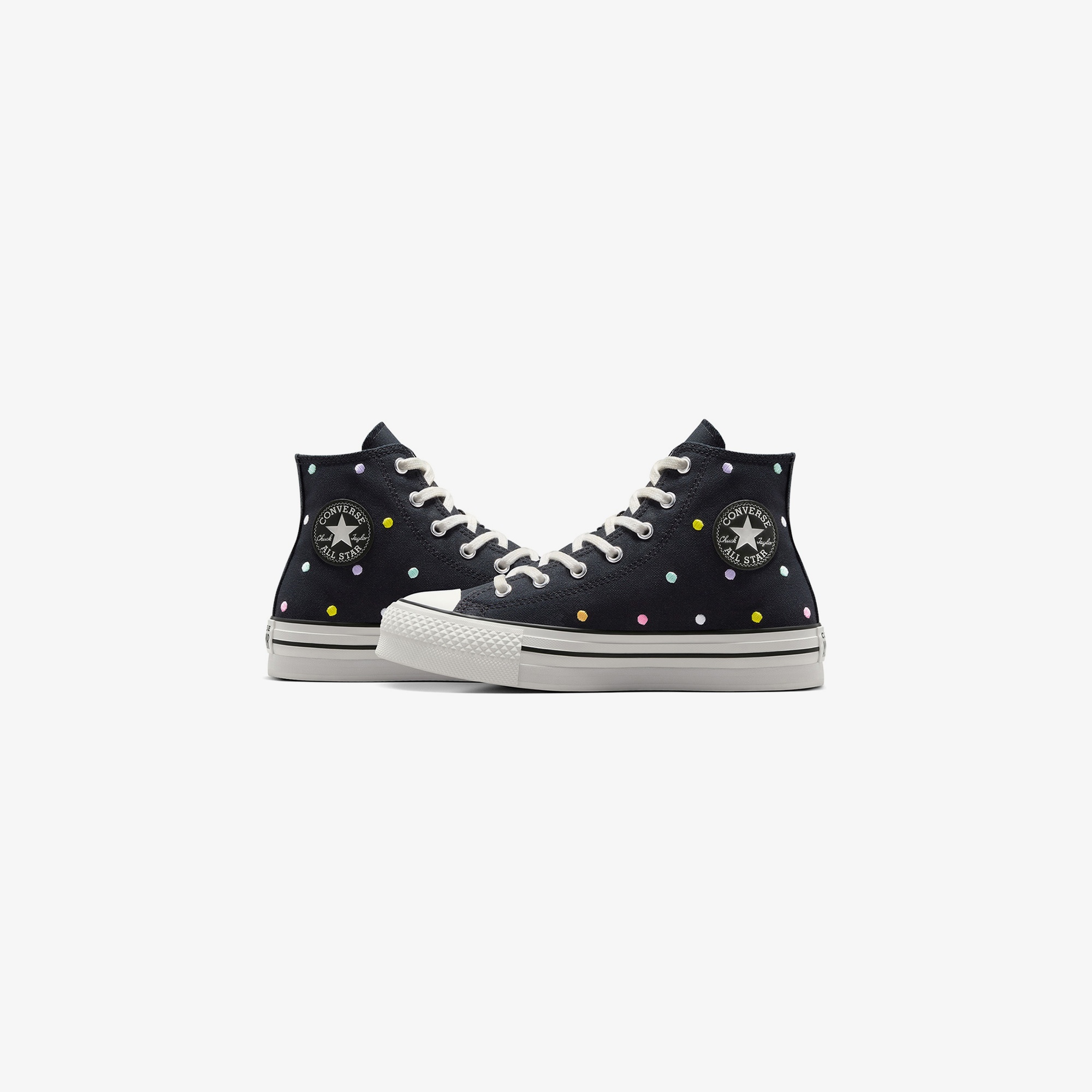 Converse Chuck Taylor All Star EVA Lift Polka Dots Çocuk Siyah Platform Sneaker
