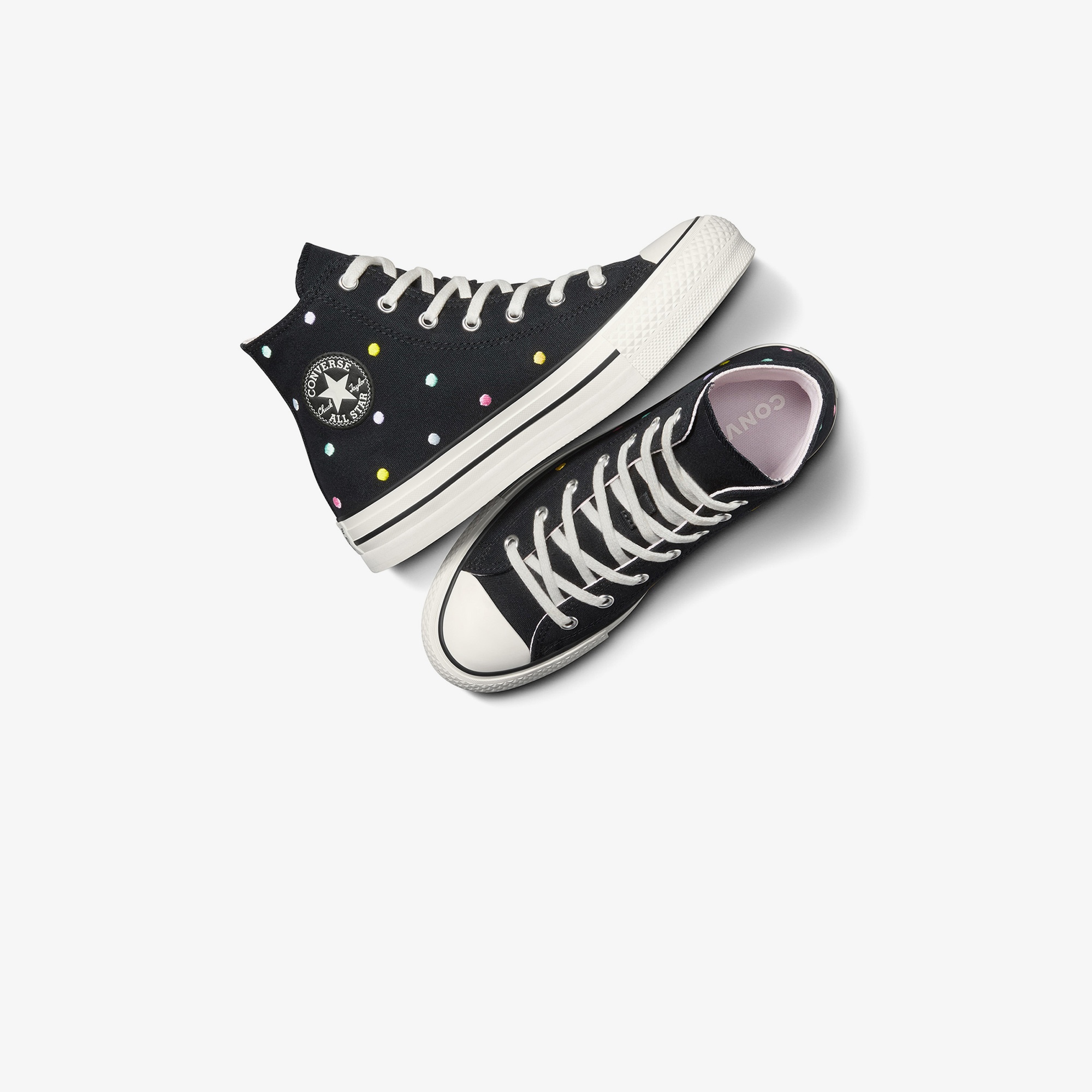 Converse Chuck Taylor All Star EVA Lift Polka Dots Çocuk Siyah Platform Sneaker
