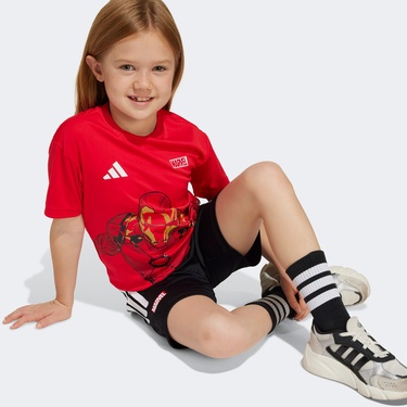  adidas X Marvel Ironman Çocuk Kırmızı/Siyah Şort Takımı