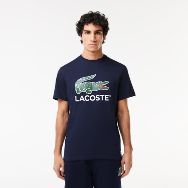  Lacoste Erkek Regular Fit Bisiklet Yaka Baskılı Lacivert T-Shirt
