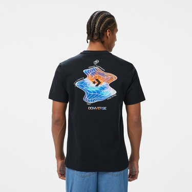  Converse Erkek Loose Fit Grafik Baskılı Siyah T-Shirt