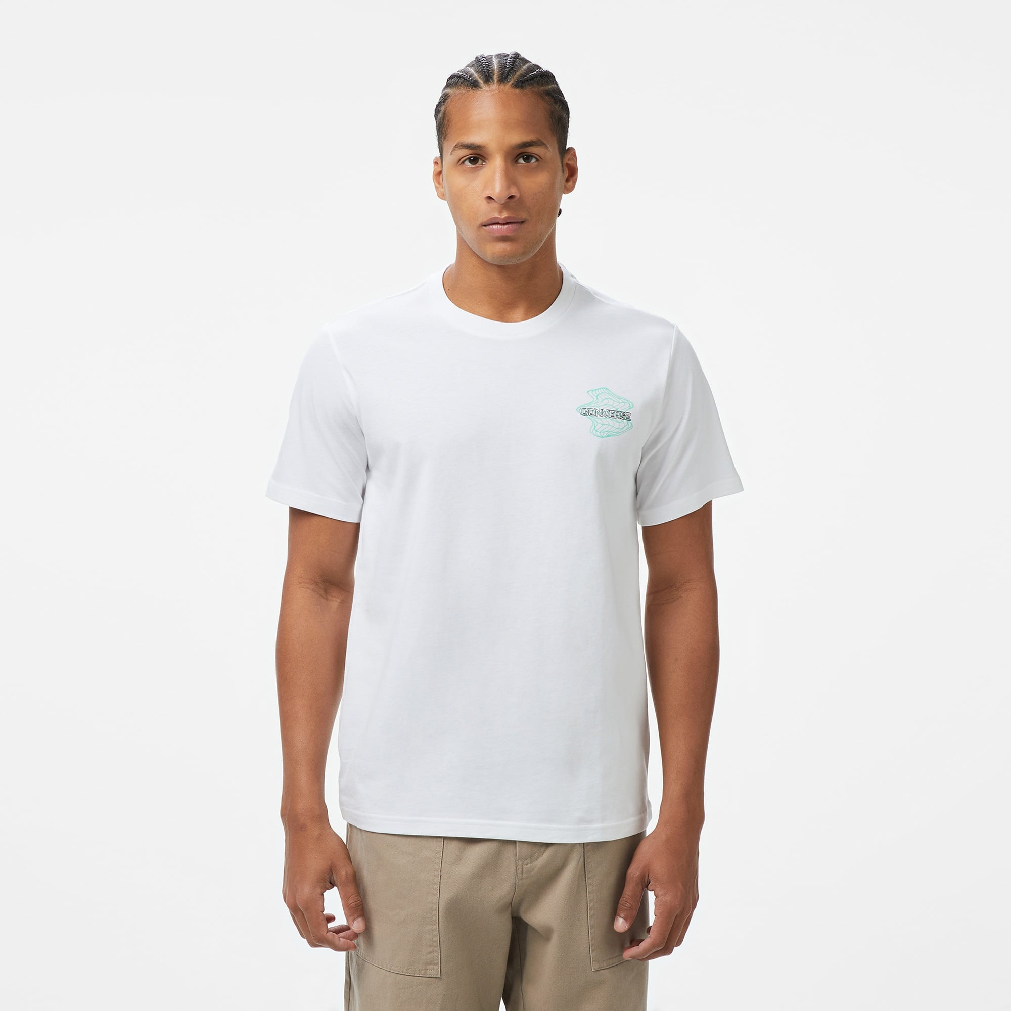 Converse Erkek Loose Fit Grafik Baskılı Beyaz T-Shirt