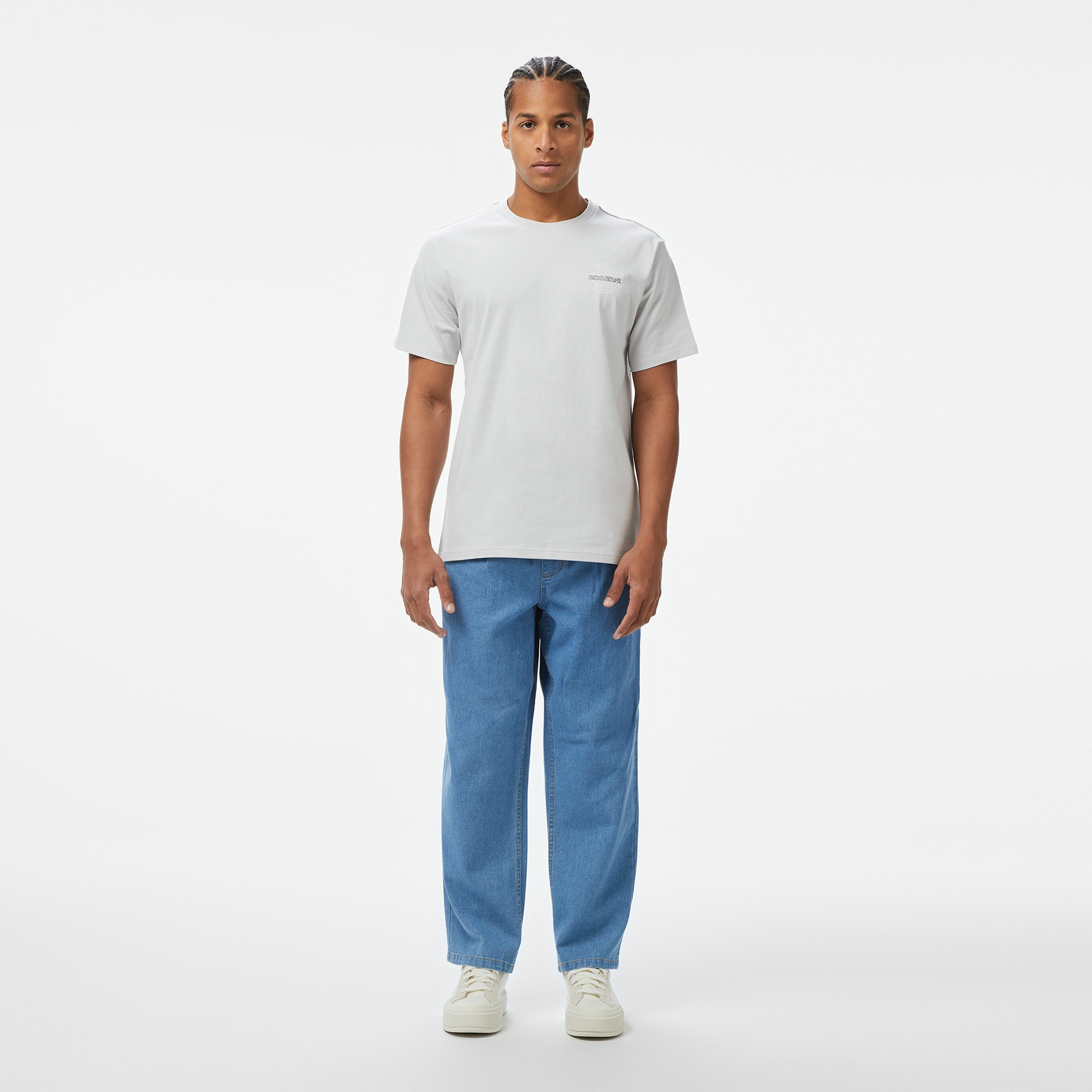 Converse Erkek Loose Fit Grafik Baskılı Gri T-Shirt