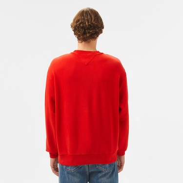  Tommy Jeans Relax Vintage Varsity Crew Erkek Kırmızı Sweatshirt