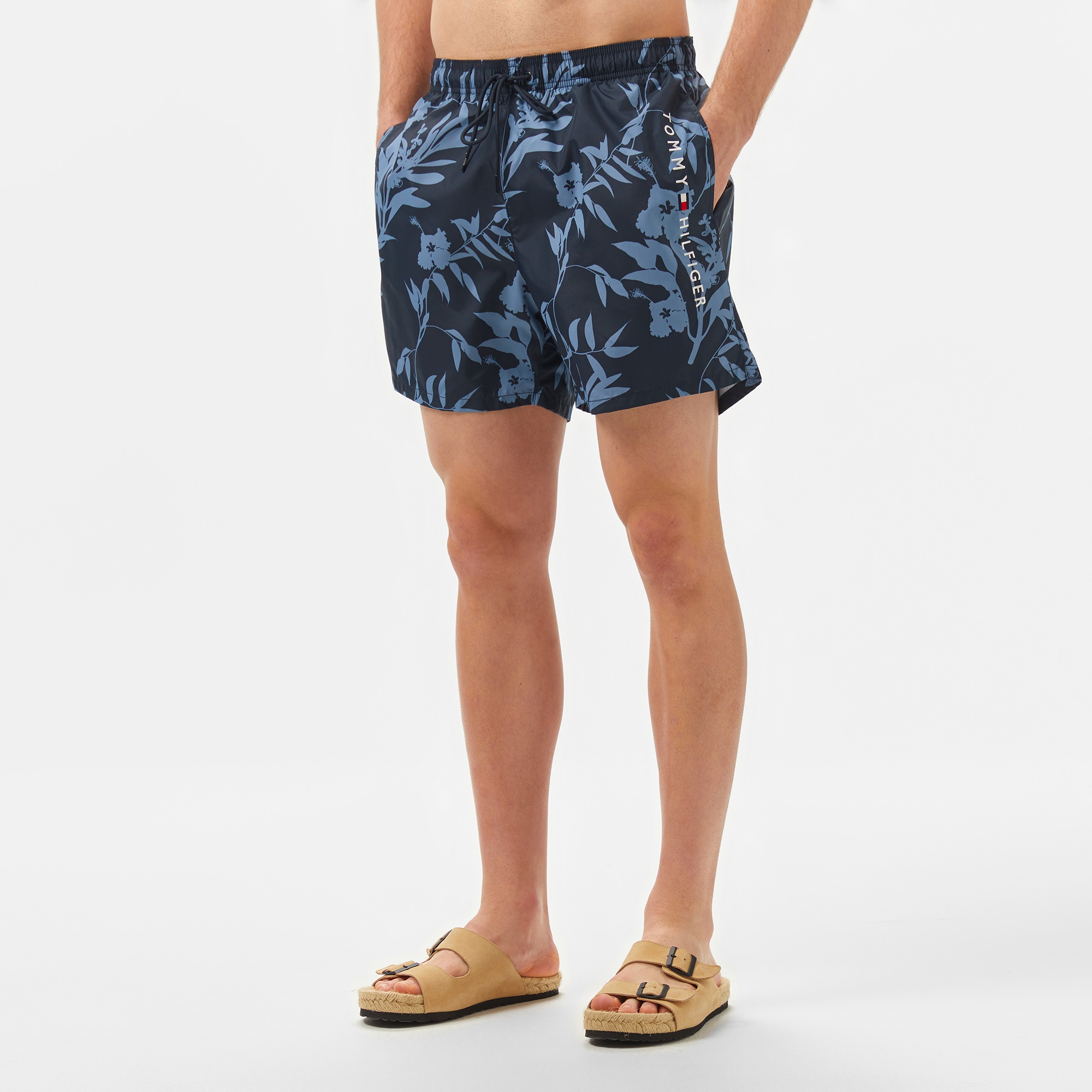 Tommy Hilfiger Medium Drawstring Print Erkek Mavi Mayo