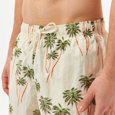  Tommy Hilfiger Medium Drawstring Print Erkek Bej Deniz Şortu
